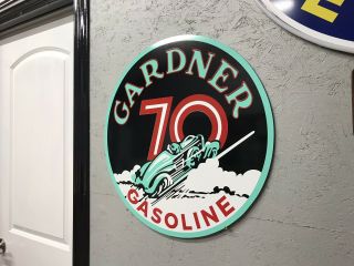 Antique Vintage Old Style Gardner Gasoline Oil Sign 3