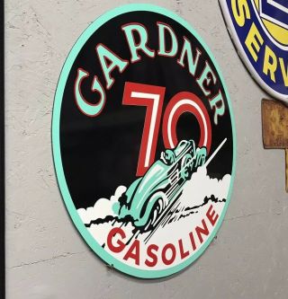 Antique Vintage Old Style Gardner Gasoline Oil Sign 4
