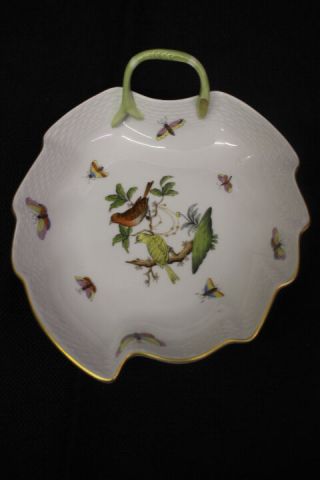 Vintage Herend Ossier Shape Rothschild Pattern Leaf Dish 205/ro Hand Painted