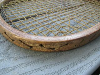 Early Vintage Antique Wooden Wood Spalding Tennis Racquet 7