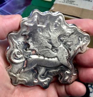 10 Oz Dragon Silver Hand Poured Bullion Exchanges Bar.  999 Fine (antiqued)