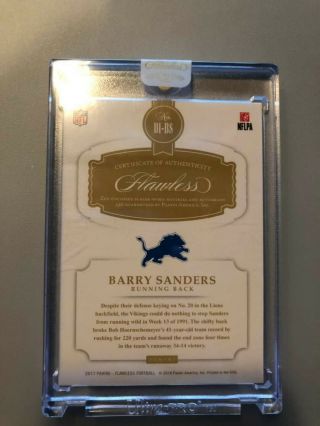 2017 Flawless Distinguished Barry Sanders 4/10 auto patch.  Very Rare.  HOF 2