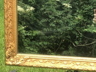 LARGE HEAVY ANTIQUE VINTAGE ORNATE GOLD WOOD MIRROR MANTEL WALL BATH NURSERY 4