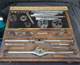 Vintage Greenfield Gtd & American Tap & Die Set W/ Wooden Case