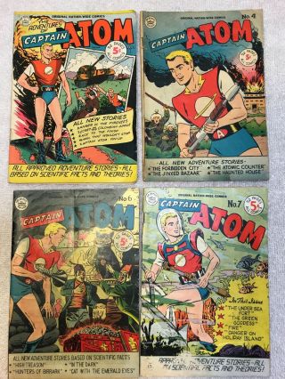 Vintage Comic Books “the Adventures Of Captain Atom” 1 4 6 7 (1950 - 1951)