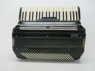 Ancona Vintage Piano Accordion 120 Bass Keys Black,  White & Silver