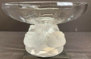Vtg Lalique Nogent Bowl Crystal Compote Birds Signed Rare Retail Price $940