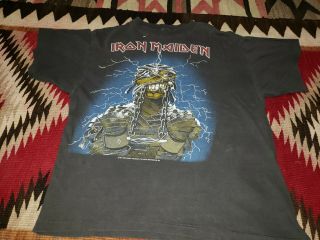 Vtg 1984 IRON MAIDEN Metal rock concert tour Eddie 80s Rare band music t shirt M 2