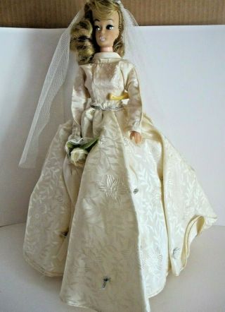 Vintage Unique Barbie Clone Premier Doll With Ivory Brocade Wedding Gown Dress