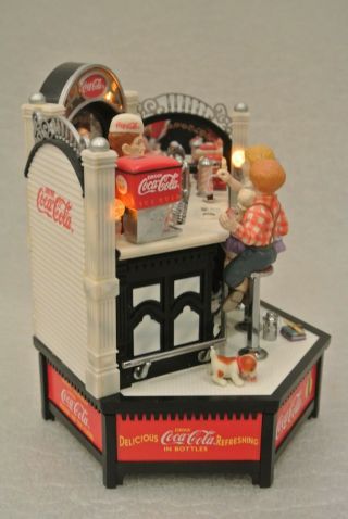 Vtg 1995 NOS Enesco Coca Cola Soda Jerk Fountain Action,  Lights Music Box Coke 6