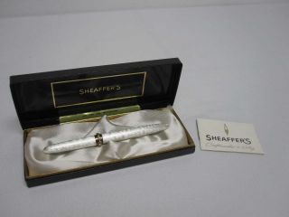Vintage Sheaffer White Moire Xv Scripsert Fountain Pen With Rhinestones Mib
