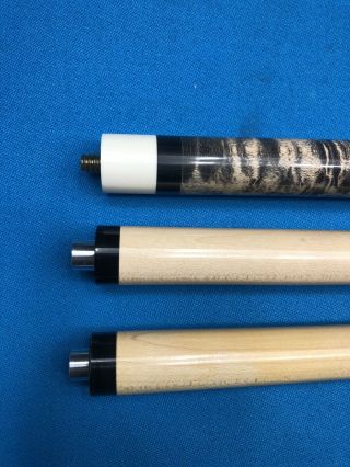 Rare Vintage Ray Schular Custom Cue,  Wrapless,  2 Shafts with Malachite 10