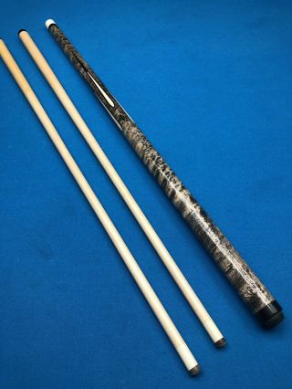 Rare Vintage Ray Schular Custom Cue,  Wrapless,  2 Shafts With Malachite