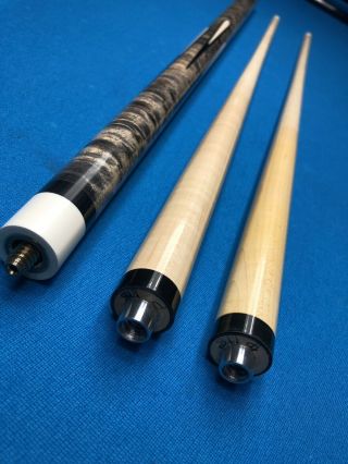 Rare Vintage Ray Schular Custom Cue,  Wrapless,  2 Shafts with Malachite 2