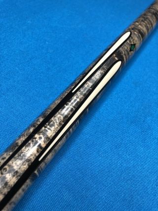 Rare Vintage Ray Schular Custom Cue,  Wrapless,  2 Shafts with Malachite 6
