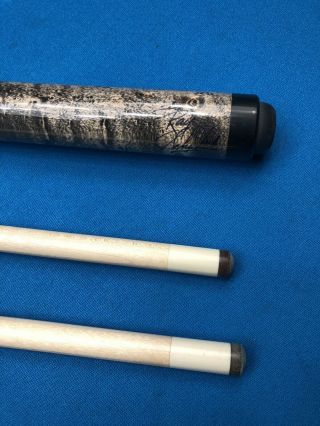 Rare Vintage Ray Schular Custom Cue,  Wrapless,  2 Shafts with Malachite 8