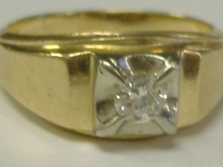 Vintage 10 K Gold 0.  5ct Old Cut Natural Diamond Band/ Ring,  Size 11.  5 - 11.  75