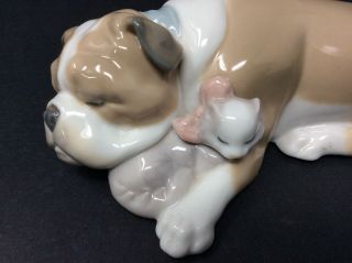 VINTAGE LLADRO UNLIKELY FRIENDS 6417 BULLDOG/KITTEN PORCELAIN FIGURINE/FIGURE 7