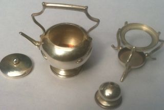 Miniature Sterling Silver Tea Kettle on Stand with Burner Dollhouse Birmingham 3