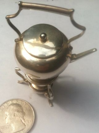 Miniature Sterling Silver Tea Kettle on Stand with Burner Dollhouse Birmingham 4