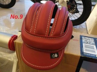 Handmade Red Cycling Helmet Bicycle Vintage Retro Leather Classic Outdoor