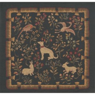 French Tapestry Throw Pillow Cover 18x18 Medieval Unicorn Black Woven 4