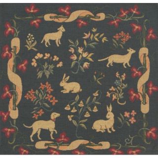 French Tapestry Throw Pillow Cover 18x18 Medieval Unicorn Black Woven 7