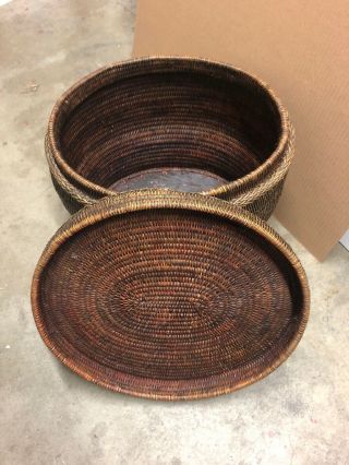 Vintage Makah Extra Large Hand Woven Basket With Lid Native American 17x15x13” 7