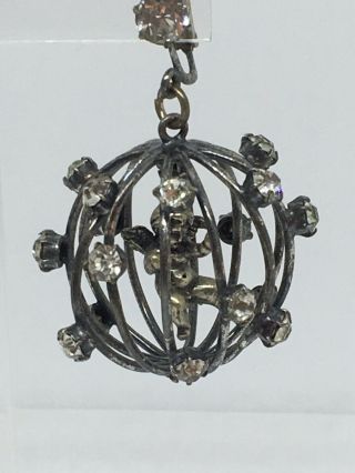 (inv 175) - Rare Jeweled Caged " Cherub " Earrings - Joseff