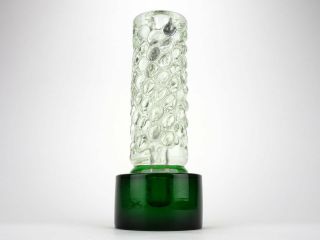 Tall Modern Green Glass Vase,  Czech Art Glass,  Vintage,  Skrdlovice,  Palecek