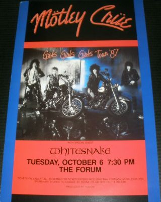 Motley Crue Girls Girls & Whitesnake 1987 Vintage Forum Concert Promo Display