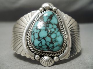 Quality Vintage Navajo Carico Lake Turquoise Sterling Silver Bracelet