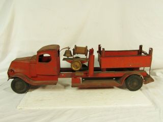 Antique Pressed Steel Turner Toys Mack Fire Ladder Truck Rare Configuration