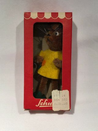 Vintage 1960s Schuco Mascott Easter Bunny Mohair Rabbit 4” W/original Box