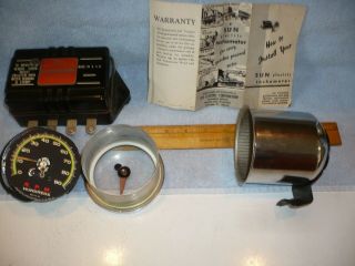 Vintage 1960s Sun Sst - 90 9000 Rpm Green Line Tachometer With Eb - 1a Transmitter