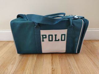 Vintage Polo Ralph Lauren Canvas Duffle Bag Luggage Stadium Sport Green Gold