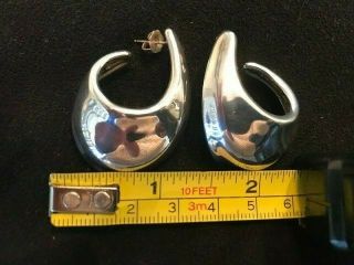 VINTAGE ROBERT LEE MORRIS SIGNED STERLING SILVER LARGE J HOOP PIERCED EARRINGS 2