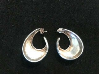 VINTAGE ROBERT LEE MORRIS SIGNED STERLING SILVER LARGE J HOOP PIERCED EARRINGS 5