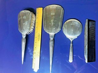 Vintage Birks Sterling Silver Ladies Vanity Dressing Set Hand Mirrors Brush & Co