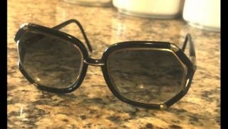 Vintage Ted Lapidus Sunglasses Black And Gold.  1970’s Collectors