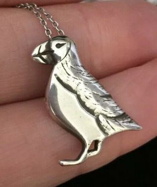 Vintage jewellery sterling silver Ola gorie Shetland puffin bird pendant 6