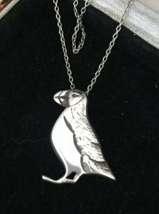Vintage jewellery sterling silver Ola gorie Shetland puffin bird pendant 7
