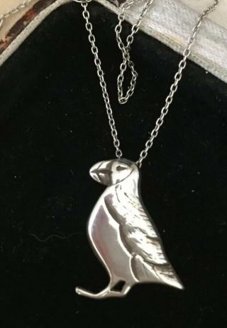 Vintage jewellery sterling silver Ola gorie Shetland puffin bird pendant 8