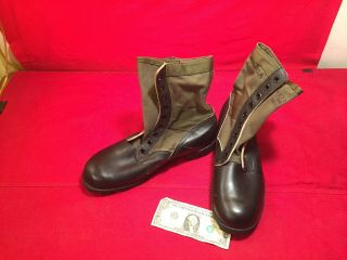 Vtg 1984 Vietnam War Us Army Usmc Jungle Combat Boots 10.  5 1960s