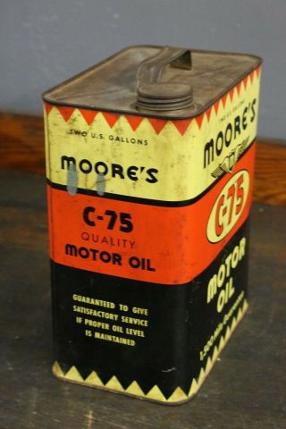 Vintage MOORE ' S 2 gallon MOTOR OIL CAN graphic Sign gas station Wings Old can 4