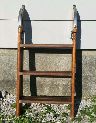 Vintage 1950 ' s Boat Ladder Chris - Craft Style 6 - Step Fold - Up Wooden Ladder Rare 2