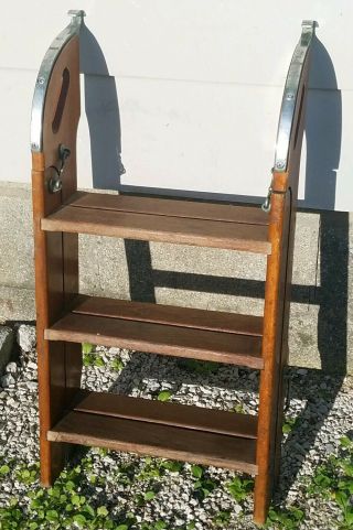 Vintage 1950 ' s Boat Ladder Chris - Craft Style 6 - Step Fold - Up Wooden Ladder Rare 3