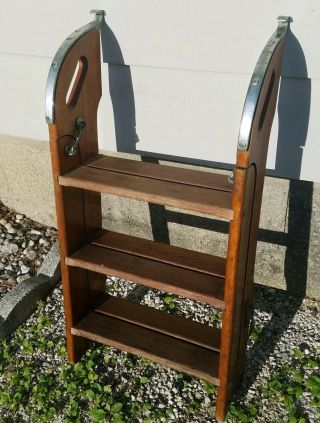 Vintage 1950 ' s Boat Ladder Chris - Craft Style 6 - Step Fold - Up Wooden Ladder Rare 4
