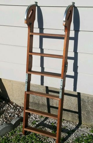 Vintage 1950 ' s Boat Ladder Chris - Craft Style 6 - Step Fold - Up Wooden Ladder Rare 5