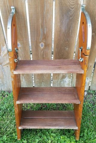 Vintage 1950 ' s Boat Ladder Chris - Craft Style 6 - Step Fold - Up Wooden Ladder Rare 6